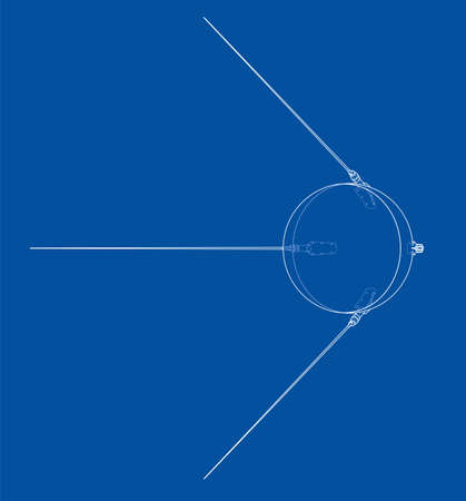 Satellite Vector illustration on blue background.のイラスト素材