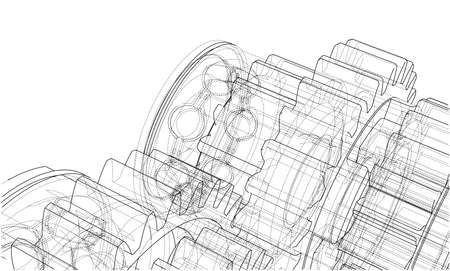 Gearbox sketch. Vectorのイラスト素材