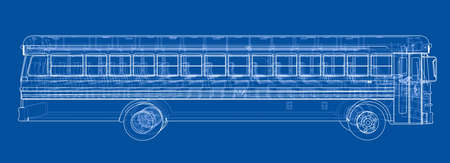 School bus outline vector. rendering of 3dのイラスト素材