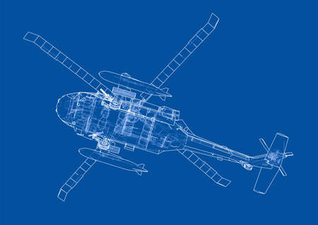 Helicopter outline. Military equipment. Vector  rendering of 3dのイラスト素材