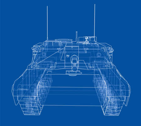Blueprint of realistic tank. Vector EPS10 format, rendering of 3dのイラスト素材