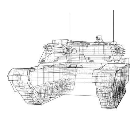Blueprint of realistic tank. Vector format, rendering of 3dのイラスト素材