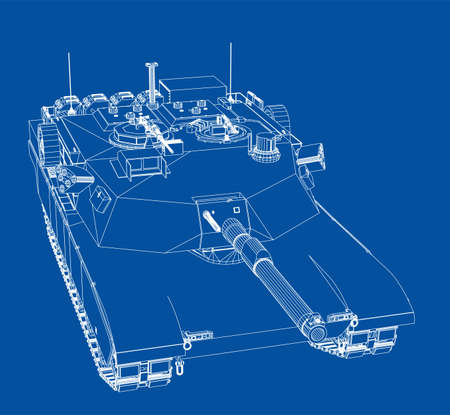 Blueprint of realistic tank illustration.のイラスト素材