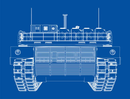 Blueprint of realistic tankの写真素材