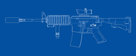 Machine Gun. Vector rendering of 3d