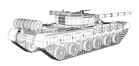 Blueprint of realistic tank. Vector EPS10 format, rendering of 3dのイラスト素材