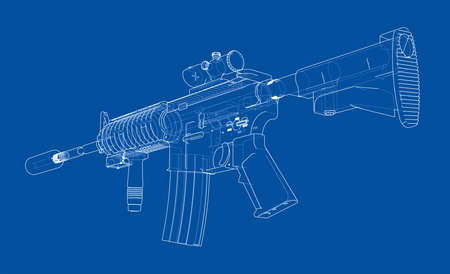 Machine Gun. Vector rendering of 3dのイラスト素材