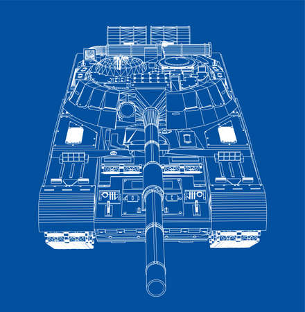 Blueprint of realistic tank. Vector EPS10 format, rendering of 3dのイラスト素材