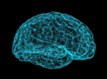 Concept of human intelligence with human brain on dark background. 3D Illustration
