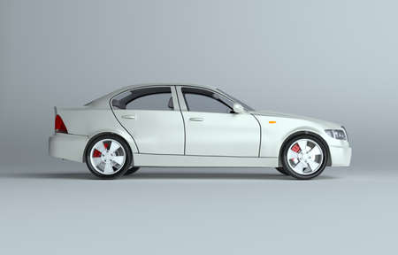 Car on gray studio background - white paintの写真素材