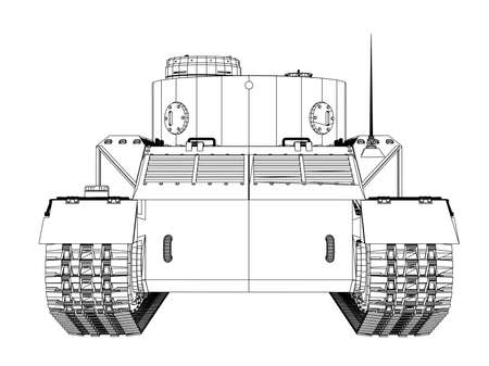 Blueprint of realistic tank. Vector EPS10 format, rendering of 3dのイラスト素材