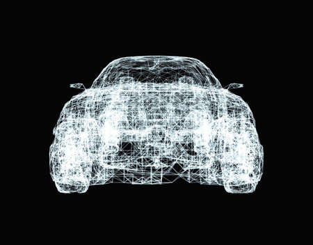 Car concept. 3d illusration. Wire-frame style. Glow connected linesの写真素材
