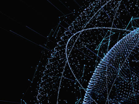 World map of points, lines. Global network connection. 3d illustrationの写真素材