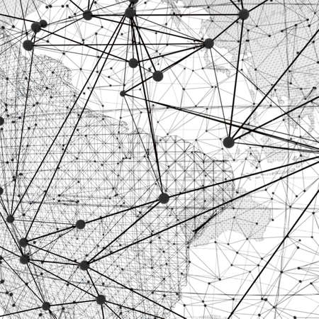 Close up of Earth and network lines on top of itの写真素材