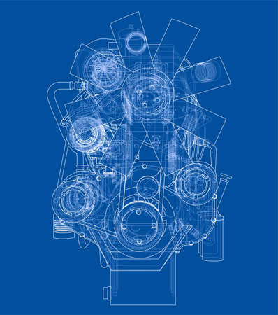 Car engine. Vector EPS10 format, rendering of 3dのイラスト素材