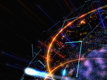 Abstract Connected Bright Dots On Dark Background