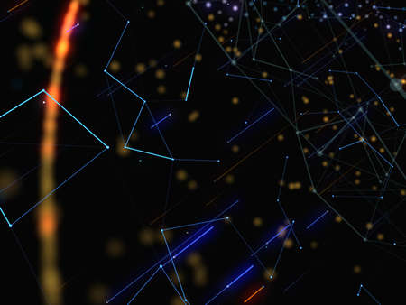 Abstract Connected Bright Dots On Dark Background
