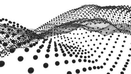 Abstract Digital Landscape With Flowing Particlesの写真素材