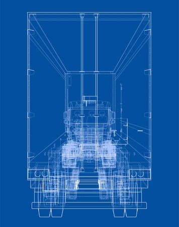 European truck outlined vectorのイラスト素材