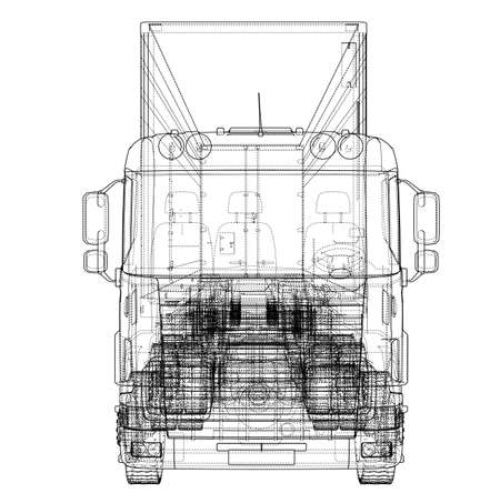 European truck outlined vector.のイラスト素材