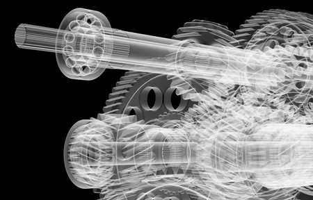 Gears, shafts and bearings. X-ray renderの写真素材