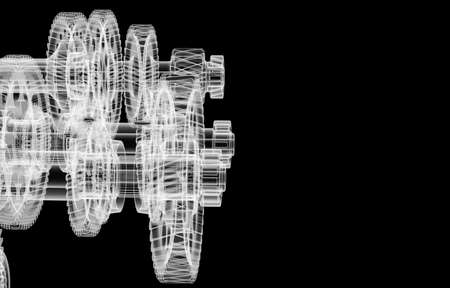 Gears, shafts and bearings. X-ray renderの写真素材