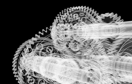 Gears, shafts and bearings. X-ray renderの写真素材