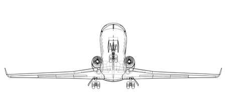 Airplane blueprint. Vector illustration rendering of 3dのイラスト素材