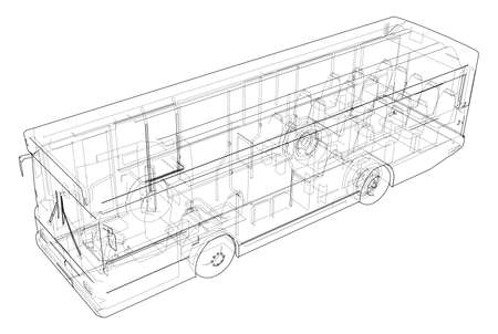 Concept city bus. Vector rendering of 3dのイラスト素材