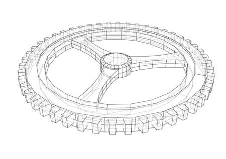Gear sketch Vector illustration isolated on white background.のイラスト素材