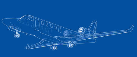 Airplane blueprint sketch illustration.のイラスト素材