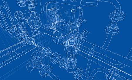 Sketch industrial equipment. Vectorのイラスト素材