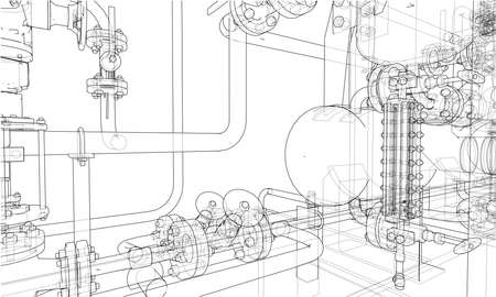 Sketch industrial equipment. Vectorのイラスト素材