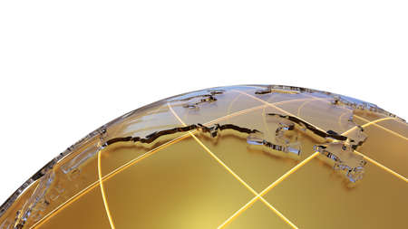 Golden globe with glass continentsの写真素材