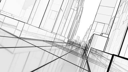 Sketch of modern city, perspective viewの写真素材