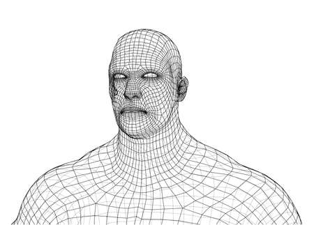 Wire frame athlete body on white background.のイラスト素材