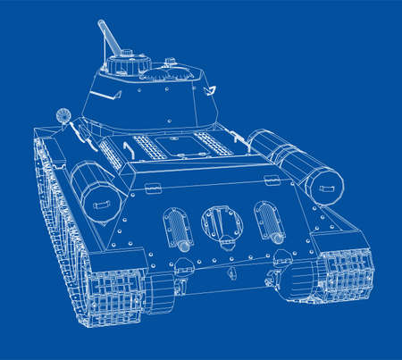 Blueprint of realistic tankの写真素材