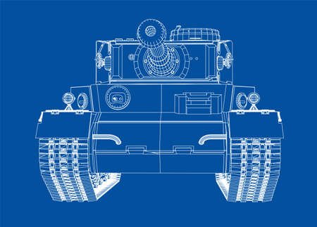 Blueprint of realistic tankの写真素材
