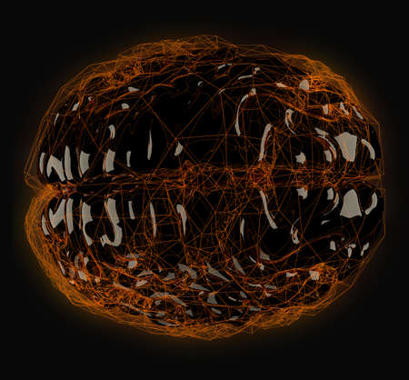 Digital brain in luminous frame shell