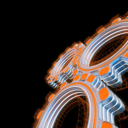 Glowing three digital gears