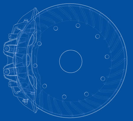 Car Brake Disc outline. Vector illustration rendering of 3dのイラスト素材