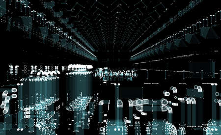 Abstract 3D rendered factory of lines and dots