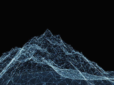 Abstract digital landscape with particlesの写真素材