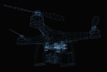 Drone concept consisting of luminous linesの写真素材