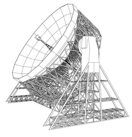 Radio Telescope concept outline. Vectorのイラスト素材