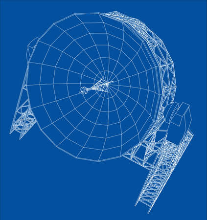 Radio Telescope concept outline. Vectorのイラスト素材