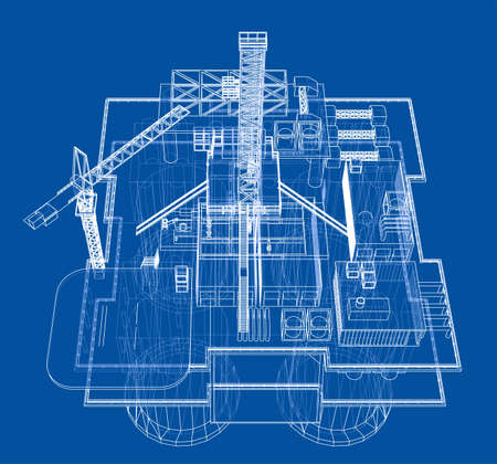 Offshore oil rig drilling platform conceptのイラスト素材