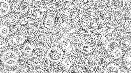Background consisting of gears. Blueprint Style. 3D Rendering Vector Illustration. Architecture Design Backgroundのイラスト素材