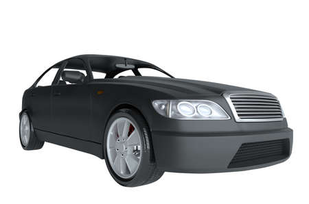 Brandless Generic Black Car. 3D Illustrationの写真素材
