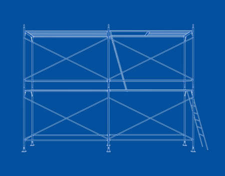 3D outline scaffold. Vector rendering of 3d. Wire-frame style. The layers of visible and invisible lines are separatedのイラスト素材